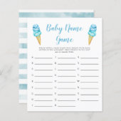 Blue Ice Cream Baby Name Shower Game (Voorkant / Achterkant)