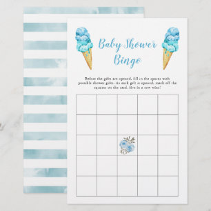 Blue Ice Cream Baby shower Bingo Game