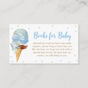 Blue Ice Cream Baby shower Boeken voor Baby Informatiekaartje