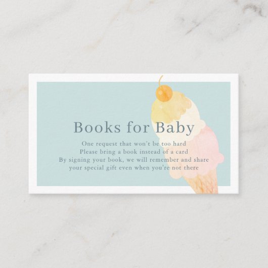 Blue Ice Cream Baby shower Book Request Informatiekaartje (Voorkant)