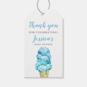 Blue Ice Cream Baby shower Cadeaulabel