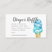 Blue Ice Cream Baby shower Luier Raffle Ticket Informatiekaartje (Voorkant)