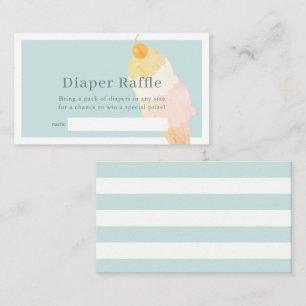 Blue Ice Cream Baby shower Luier Raffle Ticket Informatiekaartje