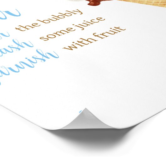 Blue Ice Cream Baby shower Moeder Osa Bar Poster (Hoek)