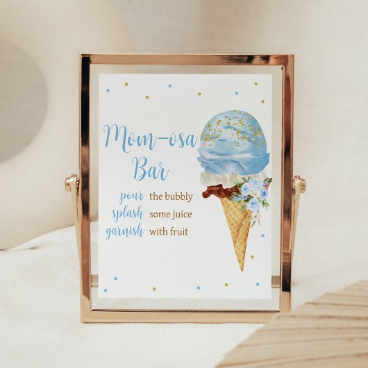 Blue Ice Cream Baby shower Moeder Osa Bar Poster