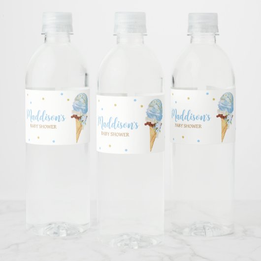 Blue Ice Cream Baby shower Waterfles Etiket (Flessen)