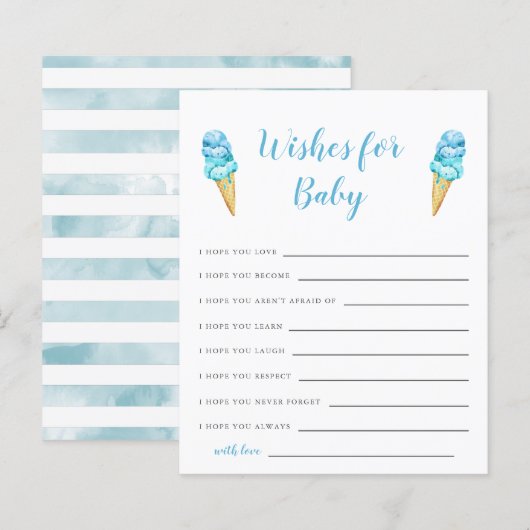 Blue Ice Cream Baby shower Wishes for Baby Kaart (Voorkant / Achterkant)