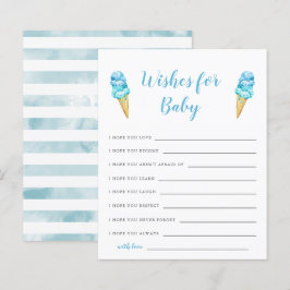 Blue Ice Cream Baby shower Wishes for Baby Kaart