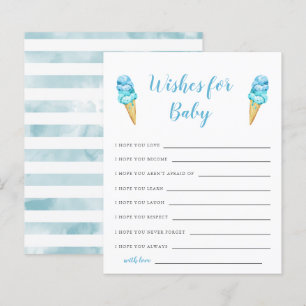 Blue Ice Cream Baby shower Wishes for Baby Kaart