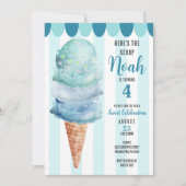 Blue Ice Cream Birthday Party - Any Age Kaart (Voorkant)