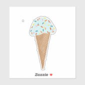 Blue Ice Cream Cone met Sprinkles Illustration Sticker (Vel)