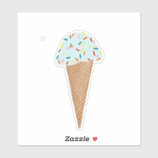 Blue Ice Cream Cone met Sprinkles Illustration Sticker (Vel)