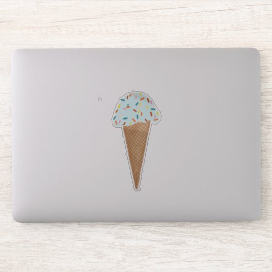 Blue Ice Cream Cone met Sprinkles Illustration Sticker (Computer)