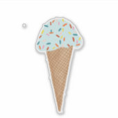 Blue Ice Cream Cone met Sprinkles Illustration Sticker (Voorkant)