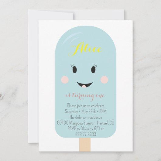 Blue Ice Cream Cone Scoop Birthday Party Kaart (Voorkant)