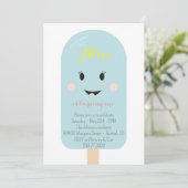 Blue Ice Cream Cone Scoop Birthday Party Kaart (Staand voorkant)