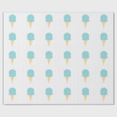 Blue Ice Cream Cone Sprinkles Stars Stippen Cadeaupapier (Vlak)