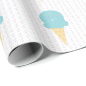 Blue Ice Cream Cone Sprinkles Stars Stippen Cadeaupapier (Rol Hoek)