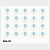 Blue Ice Cream Cone Sprinkles Stars Stippen Ronde Sticker (Vel)