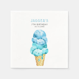 Blue Ice Cream Cone verjaardagsfeestje Servet