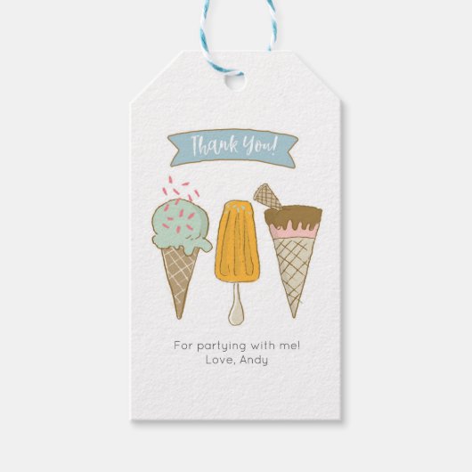Blue Ice cream Dank u labels | Favoriete labels Cadeaulabel (Voorkant)