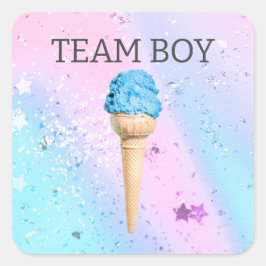 Blue Ice Cream Geslacht onthullen TEAM JONGEN Vierkante Sticker