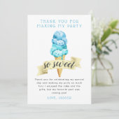 Blue Ice Cream Jongen Verjaardagsfeestje Bedankkaart (Staand voorkant)