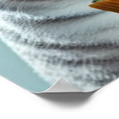 Blue Ice Cream King Cat met Gold Cone Wall Art Poster (Hoek)