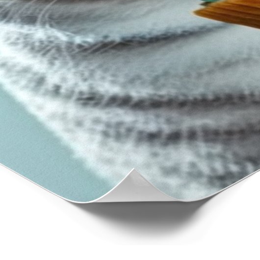 Blue Ice Cream King Cat met Gold Cone Wall Art Poster (Hoek)