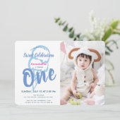 Blue Ice Cream PhotoGirl 1e verjaardag Kaart (Staand voorkant)