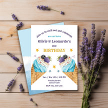 Blue Ice Cream Scoops voor twee jongens Verjaardag