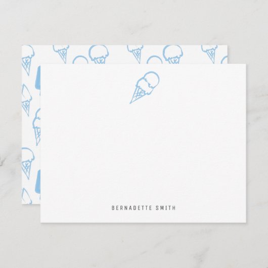 Blue Ice Cream Stationery Note Kaart Notitiekaartje (Voorkant / Achterkant)