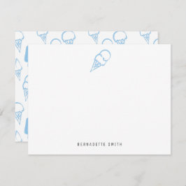 Blue Ice Cream Stationery Note Kaart Notitiekaartje