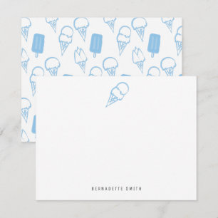 Blue Ice Cream Stationery Note Kaart Notitiekaartje