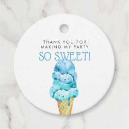 Blue Ice Cream Thema Verjaardagsfeestje Favor Tags Bedankjes Labels