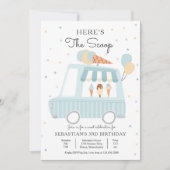Blue Ice Cream Truck Hier is de Scoop Birthday Kaart (Voorkant)