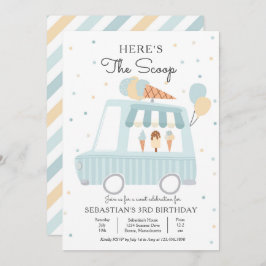 Blue Ice Cream Truck Hier is de Scoop Birthday Kaart