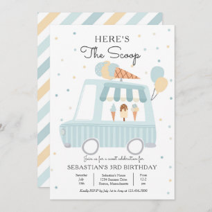 Blue Ice Cream Truck Hier is de Scoop Birthday Kaart