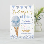 Blue Ice Cream Twee schepjes plezier Tweede verjaa Kaart (Staand voorkant)