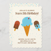 Blue Ice Cream Uitnodiging voor verjaardag (Voorkant / Achterkant)