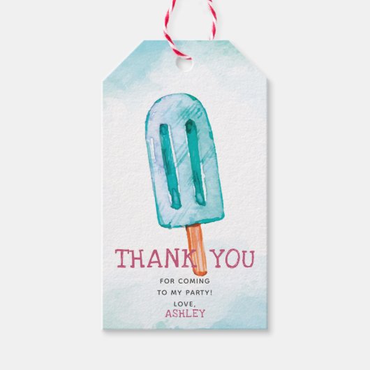 Blue Ice Cream Verjaardag Dank u Cadeaulabel (Voorkant)