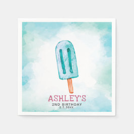 Blue Ice Cream Waterverf Birthday Servet