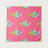 Blue ice cream with eyes. Pink background. Seamles Wandkleed (Voorkant (horizontaal))