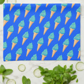 Blue Ice Creams Pattern on Blue Theedoek (Gevouwen)