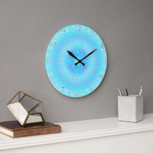 Blue Ice Cross Ball Snowflake Muurklok Grote Klok