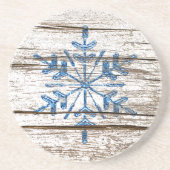 Blue Ice Crystal op Faux Weathered Wood Texture Zandsteen Onderzetter (Voorkant)