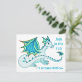 Blue Ice Dragon-Briefkaart Uitnodiging Briefkaart (Staand voorkant)