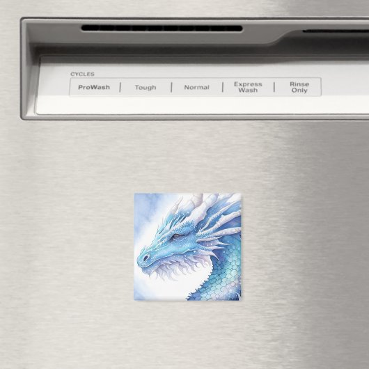 Blue Ice dragon waterverf ontwerp Magneet (Insitu (Vaatwasser))