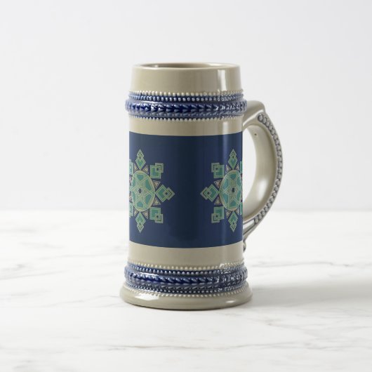 Blue Ice Floral Snowflake Stein Bierpul (Voorkant rechts)