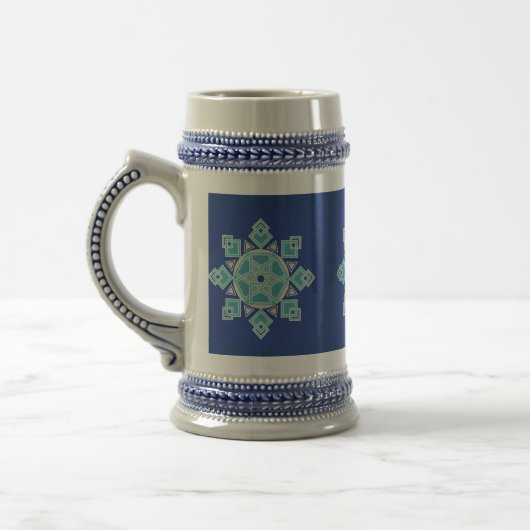 Blue Ice Floral Snowflake Stein Bierpul (Links)